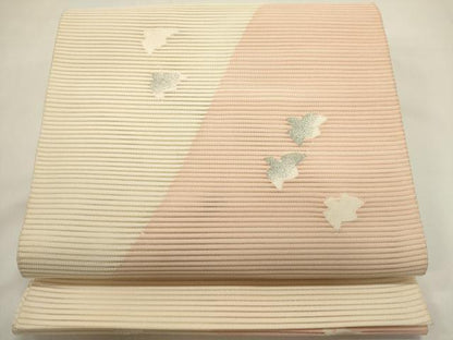 平和屋着物＊夏物　八寸名古屋帯　絽綴れ　飛鳥文　銀糸　正絹　逸品　DABH1666cd