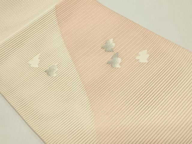 平和屋着物＊夏物　八寸名古屋帯　絽綴れ　飛鳥文　銀糸　正絹　逸品　DABH1666cd