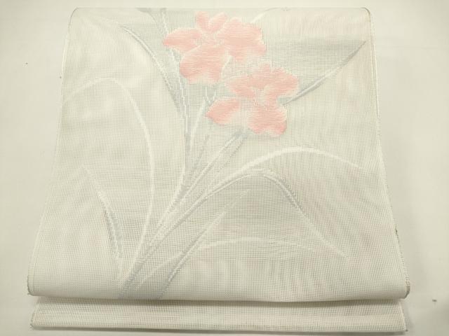 平和屋着物＊夏物　八寸名古屋帯　草花文　DABH1672cd