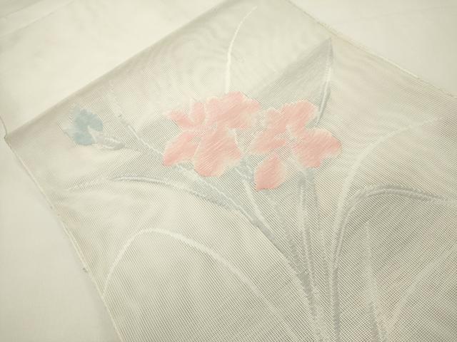 平和屋着物＊夏物　八寸名古屋帯　草花文　DABH1672cd