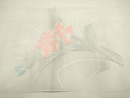 平和屋着物＊夏物　八寸名古屋帯　草花文　DABH1672cd