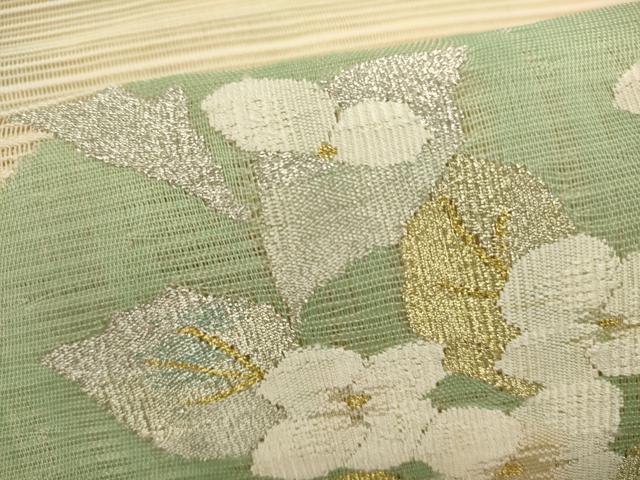 平和屋着物＊夏物　八寸名古屋帯　絽綴れ　草花文　金銀糸　正絹　逸品　DABH1674cd