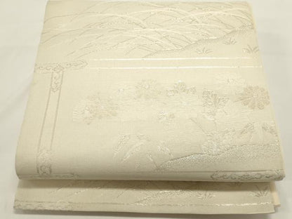 平和屋着物＊夏物　六通柄袋帯　芝草文　金糸　正絹　逸品　DABH1675cd