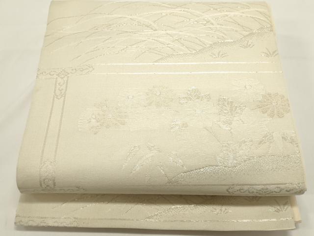 平和屋着物＊夏物　六通柄袋帯　芝草文　金糸　正絹　逸品　DABH1675cd