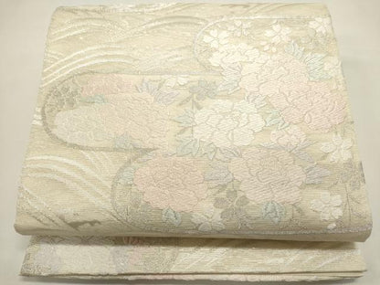 平和屋着物＊夏物　六通柄袋帯　唐織　エ霞草花文　正絹　逸品　DABH1677cd