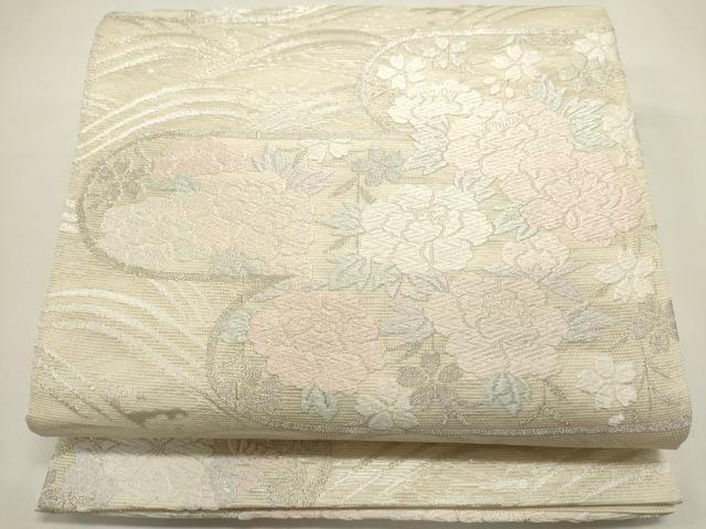 平和屋着物＊夏物　六通柄袋帯　唐織　エ霞草花文　正絹　逸品　DABH1677cd