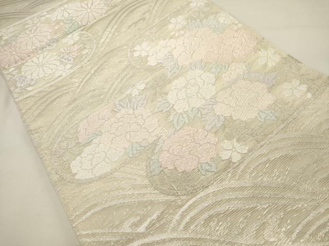 平和屋着物＊夏物　六通柄袋帯　唐織　エ霞草花文　正絹　逸品　DABH1677cd