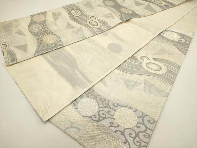 平和屋着物＊夏物　六通柄袋帯　吉祥丸文　銀糸　正絹　逸品　DABH1689cd