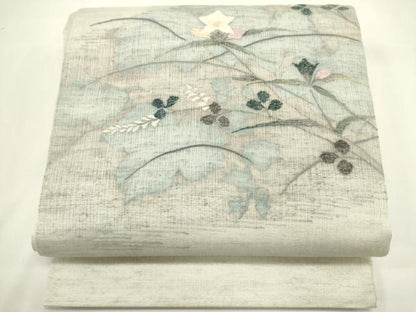 平和屋着物＊夏物　太鼓柄袋帯　すくい織　枝花文　金銀糸　正絹　逸品　DABH1690cd