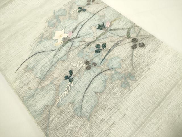 平和屋着物＊夏物　太鼓柄袋帯　すくい織　枝花文　金銀糸　正絹　逸品　DABH1690cd