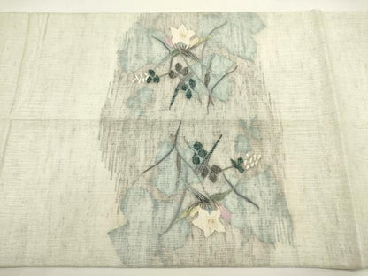 平和屋着物＊夏物　太鼓柄袋帯　すくい織　枝花文　金銀糸　正絹　逸品　DABH1690cd