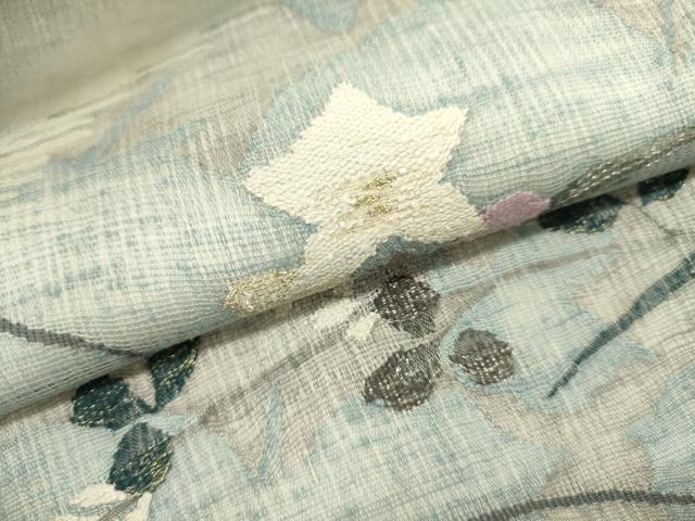 平和屋着物＊夏物　太鼓柄袋帯　すくい織　枝花文　金銀糸　正絹　逸品　DABH1690cd