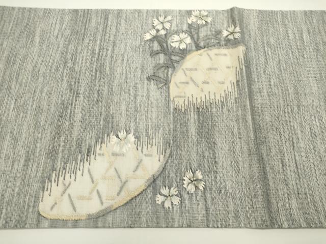平和屋着物＊夏物　太鼓柄袋帯　すくい織　花籬文　金銀糸　やまと誂製　正絹　逸品　DABH1691cd