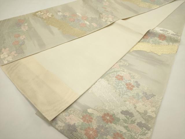 平和屋着物＊夏物　六通柄袋帯　草花文　金銀糸　正絹　逸品　DABH1692cd