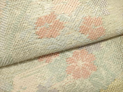 平和屋着物＊夏物　六通柄袋帯　草花文　金銀糸　正絹　逸品　DABH1692cd