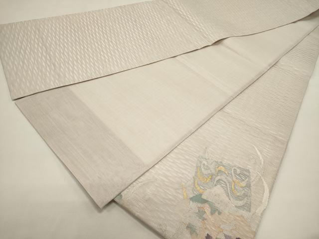 平和屋着物＊夏物　太鼓柄袋帯　すくい織　色紙重ね花文　金銀糸　正絹　逸品　DABH1693cd