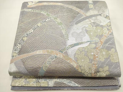 平和屋着物＊夏物　六通柄袋帯　吉祥芝草文　金銀糸　正絹　逸品　DABH1695cd