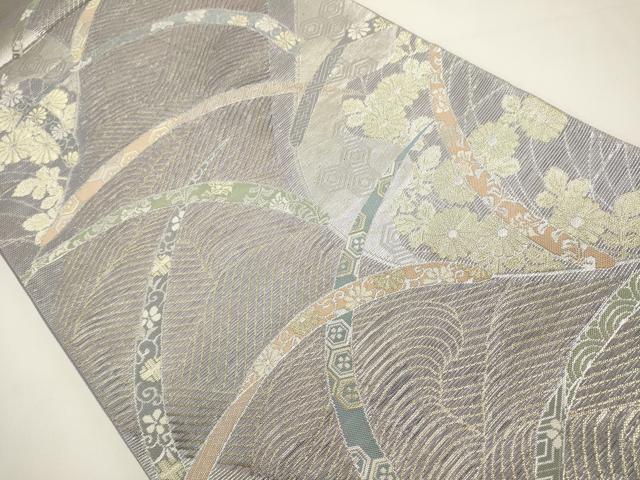 平和屋着物＊夏物　六通柄袋帯　吉祥芝草文　金銀糸　正絹　逸品　DABH1695cd