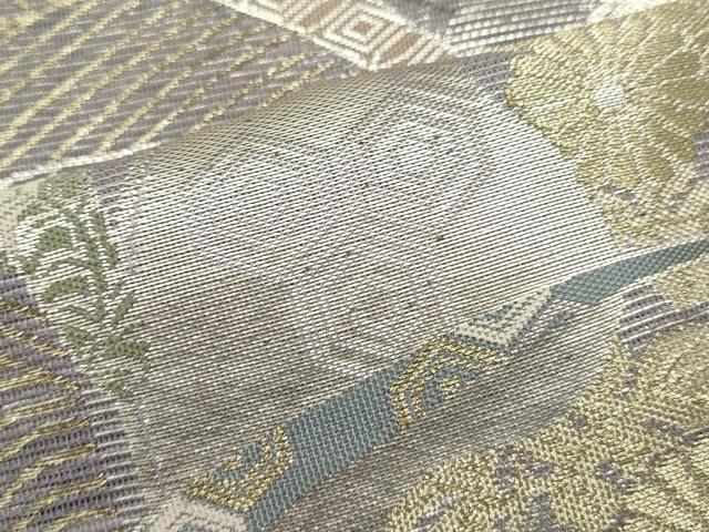 平和屋着物＊夏物　六通柄袋帯　吉祥芝草文　金銀糸　正絹　逸品　DABH1695cd