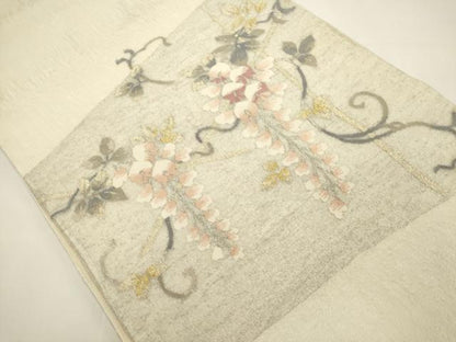 平和屋着物＊夏物　太鼓柄袋帯　すくい織　藤花房　金銀糸　正絹　逸品　DABH1697cd