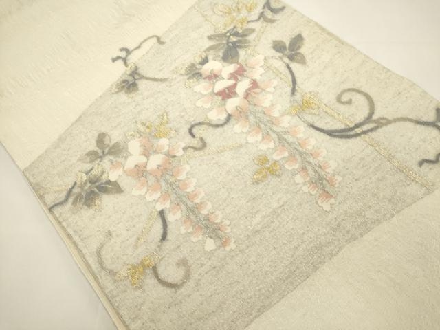 平和屋着物＊夏物　太鼓柄袋帯　すくい織　藤花房　金銀糸　正絹　逸品　DABH1697cd