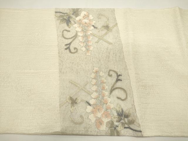 平和屋着物＊夏物　太鼓柄袋帯　すくい織　藤花房　金銀糸　正絹　逸品　DABH1697cd