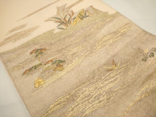 平和屋着物＊夏物　六通柄袋帯　小舟花文　金糸　正絹　逸品　DABH1702cd
