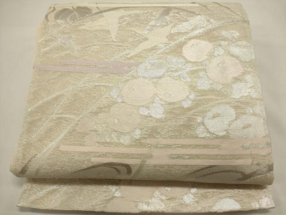 平和屋着物＊夏物　六通柄袋帯　飛鳥草花文　銀糸　正絹　逸品　DABH1703cd
