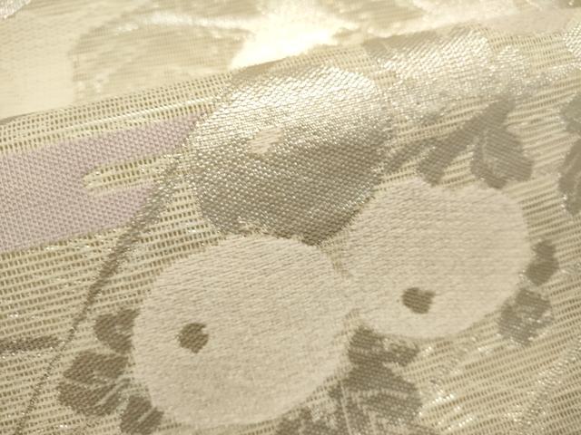 平和屋着物＊夏物　六通柄袋帯　飛鳥草花文　銀糸　正絹　逸品　DABH1703cd