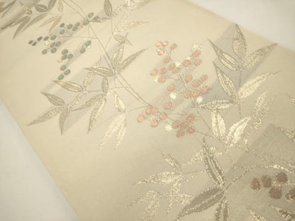 平和屋着物＊夏物　六通柄袋帯　南天文　金糸　三越扱い　正絹　逸品　DABH1704cd