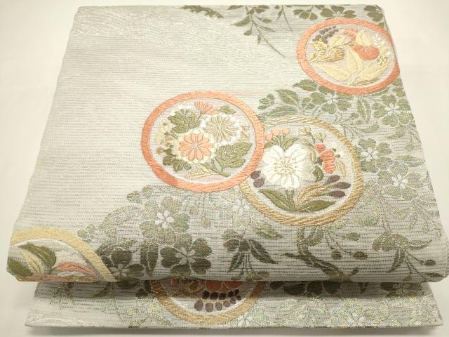 平和屋着物＊夏物　六通柄袋帯　唐織　花丸文　金銀糸　正絹　逸品　DABH1708cd