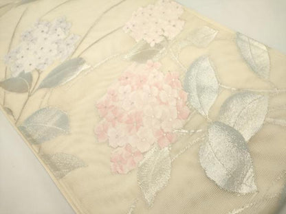 平和屋着物＊夏物　六通柄袋帯　紫陽花　銀糸　正絹　逸品　DABH1709cd