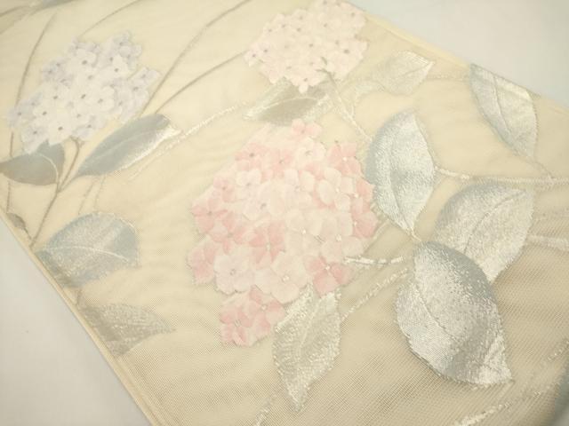 平和屋着物＊夏物　六通柄袋帯　紫陽花　銀糸　正絹　逸品　DABH1709cd