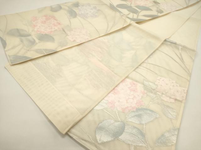 平和屋着物＊夏物　六通柄袋帯　紫陽花　銀糸　正絹　逸品　DABH1709cd