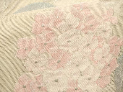平和屋着物＊夏物　六通柄袋帯　紫陽花　銀糸　正絹　逸品　DABH1709cd
