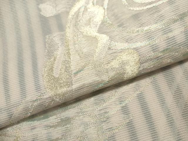 平和屋着物＊夏物　六通柄袋帯　文字文　銀糸　正絹　逸品　DABH1710cd
