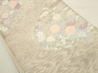 平和屋着物＊夏物　六通柄袋帯　流水花文　金銀糸　正絹　逸品　DABH1711cd
