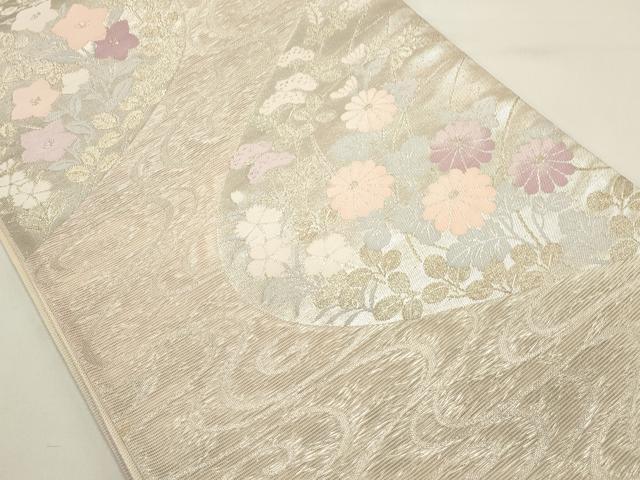 平和屋着物＊夏物　六通柄袋帯　流水花文　金銀糸　正絹　逸品　DABH1711cd
