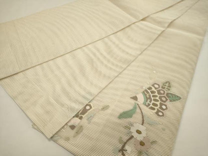 平和屋着物＊夏物　太鼓柄袋帯　絽綴れ　草花文　金糸　正絹　逸品　DABH1712cd