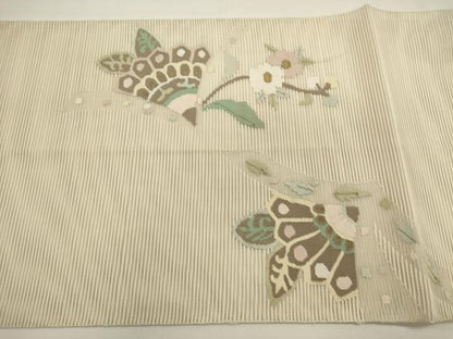 平和屋着物＊夏物　太鼓柄袋帯　絽綴れ　草花文　金糸　正絹　逸品　DABH1712cd