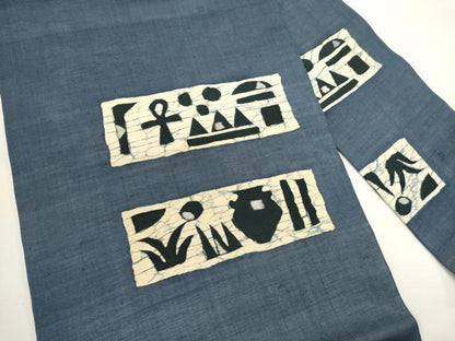 平和屋着物＊夏物　九寸名古屋帯　ろうけつ染め　器物文　正絹　逸品　DABH1716cd