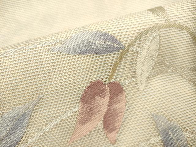 平和屋着物＊夏物　九寸名古屋帯　枝葉文　金銀糸　正絹　逸品　DABH1729cd