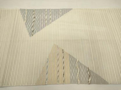 平和屋着物＊夏物　八寸名古屋帯　絽綴れ　幾何学文　金糸　正絹　逸品　DABH1732cd