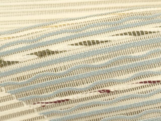 平和屋着物＊夏物　八寸名古屋帯　絽綴れ　幾何学文　金糸　正絹　逸品　DABH1732cd