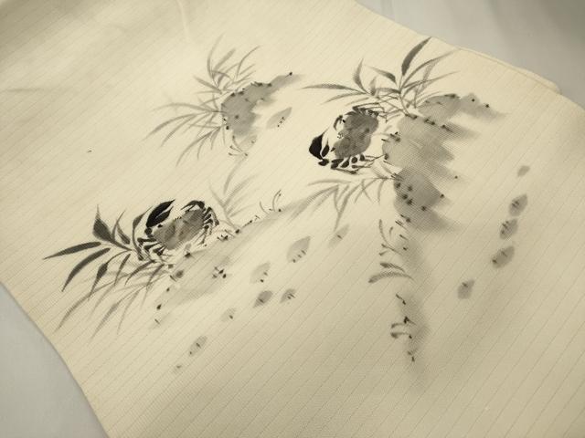 平和屋着物＊夏物　九寸開き名古屋帯　手描き　蟹　正絹　逸品　DABH1735cd