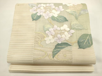 平和屋着物＊夏物　八寸名古屋帯　絽綴れ　枝花文　金銀糸　正絹　逸品　DABH1736cd