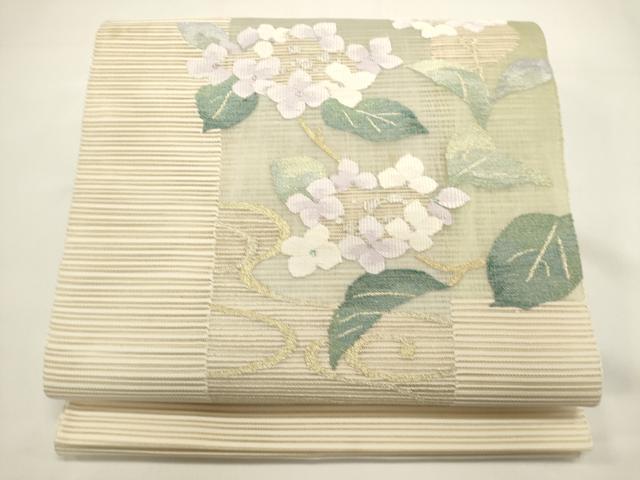 平和屋着物＊夏物　八寸名古屋帯　絽綴れ　枝花文　金銀糸　正絹　逸品　DABH1736cd