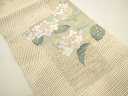 平和屋着物＊夏物　八寸名古屋帯　絽綴れ　枝花文　金銀糸　正絹　逸品　DABH1736cd