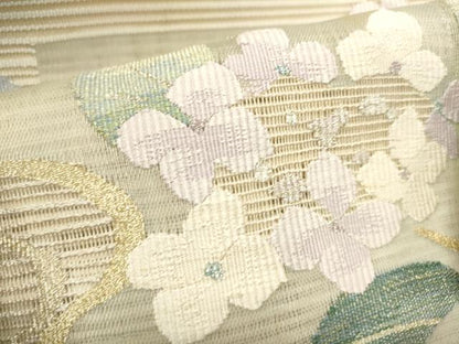 平和屋着物＊夏物　八寸名古屋帯　絽綴れ　枝花文　金銀糸　正絹　逸品　DABH1736cd