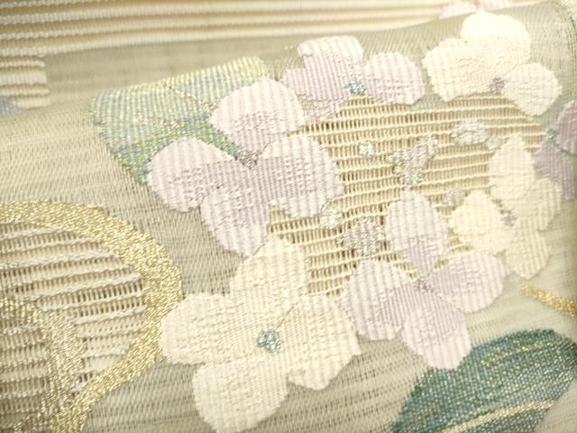 平和屋着物＊夏物　八寸名古屋帯　絽綴れ　枝花文　金銀糸　正絹　逸品　DABH1736cd